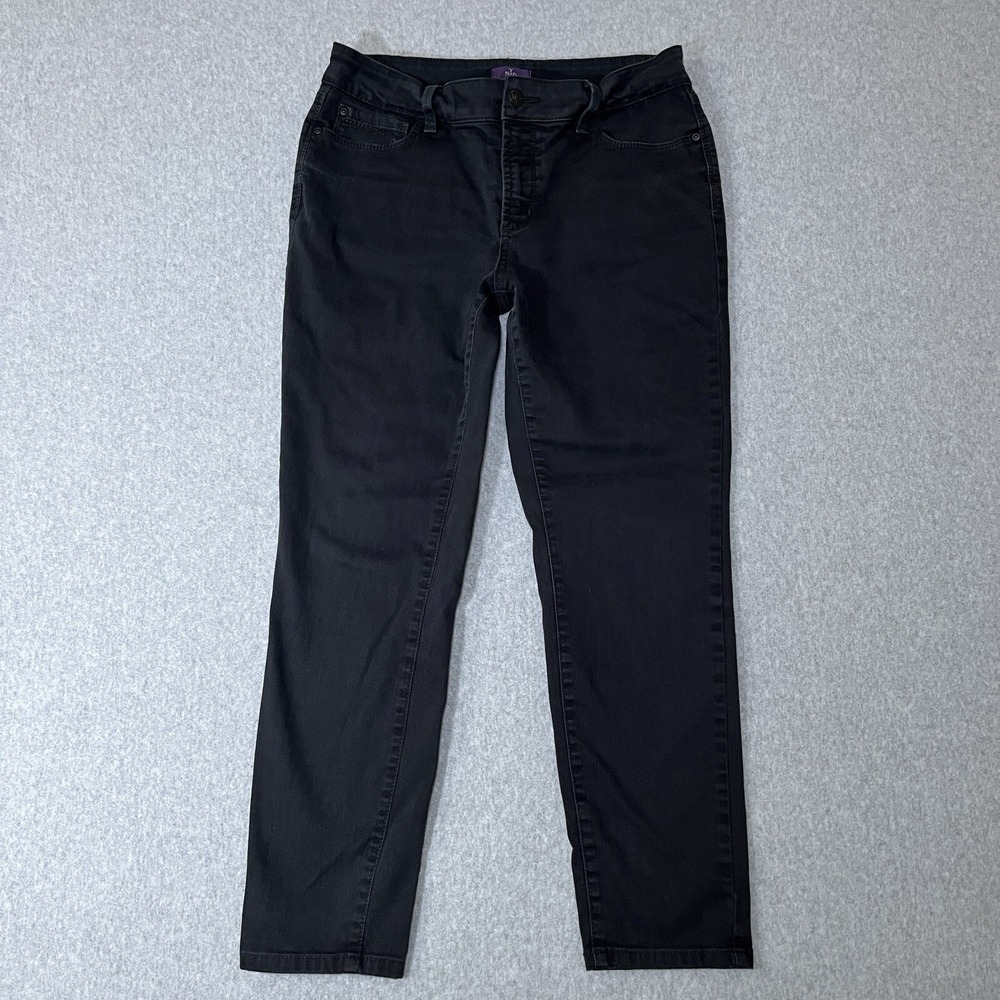 NYDJ Jeans Womens 8 Black‎ Ankle Skinny Lift Tuck Technology Stretch Faded Denim
